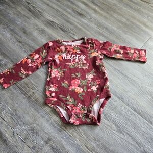 18M Girls Carter's Happy Floral Long Sleeve Bodysuit - Burgundy